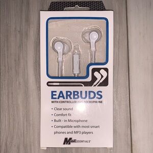 5️⃣ White Earbud Headphones with Wired Design